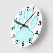 Baby-Blau-Hund Pawprint Runde Wanduhr (Winkel)
