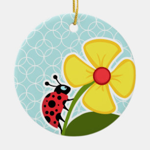 Baby-Blau-Kreise; Marienkäfer Keramik Ornament