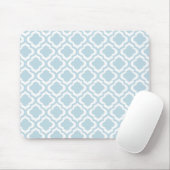 Baby-Blau-marokkanischer Gitter Quatrefoil Klee Mousepad (Mit Mouse)