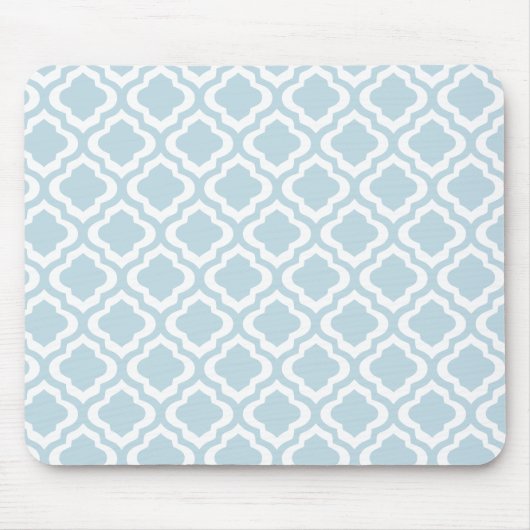 Baby-Blau-marokkanischer Gitter Quatrefoil Klee Mousepad (Vorne)