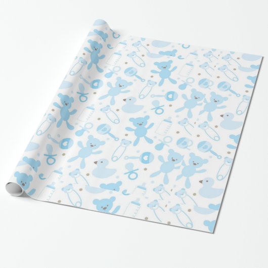 Baby-Blau-Muster Geschenkpapier (Ungerollt)