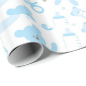 Baby-Blau-Muster Geschenkpapier (Rolleneckpunkt)