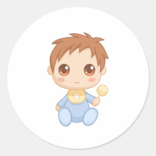 Baby-Blau-Overall Runder Aufkleber