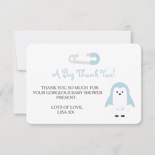 Baby-Blau-Pinguin danken Ihnen Dankeskarte (Vorderseite)