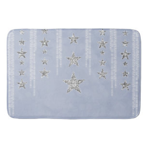 Baby Blau & Silber Glitter Sterne Funkeln Glam Badematte