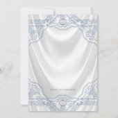 Baby-Blau-Taufe-Taufweiß-Satin Einladung (Rückseite)