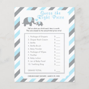 Baby Blau und Grau gestreifter Elefant - Preis Flyer