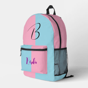 (Baby Blau- und Rosa-Farbe) Bester ColorBlock-Name Bedruckter Rucksack