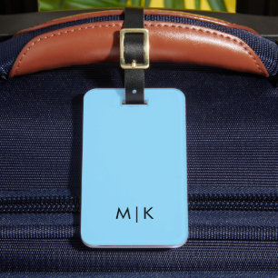 Baby Blau und Schwarz Moderner Monogramm-Gepäckanh Gepäckanhänger