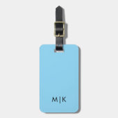Baby Blau und Schwarz Moderner Monogramm-Gepäckanh Gepäckanhänger (Vorderseite vertikal)