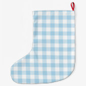 Baby-Blau-und Weiß-Gingham personalisiert Großer Weihnachtsstrumpf (Rückseite)