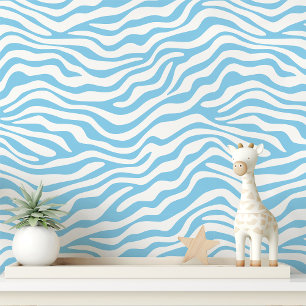 Baby Blau und Weiß Zebra Streifen Tapete