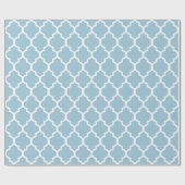 Baby-Blau, weißes Quatrefoil Muster-Pastellfarben Geschenkpapier (Flach)