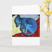 "Baby-Blau" Whippet Welpe Karte (Gelbe Blume)