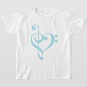 Baby-Blaudreifacher Clef-u. Bassschlüssel-Herz T-Shirt