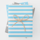 BABY BLAUE/WEISSE STREIFEN & ELEPHANE GESCHENKPAPIER SET (Beispiel)