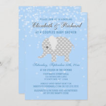 Baby-blaues Grau-Elefant-Herz-Paar-Babyparty