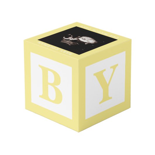 Baby Block Sonogram Pregnancy Ankündigung Foto Würfel (Rückseite Schrägansicht)