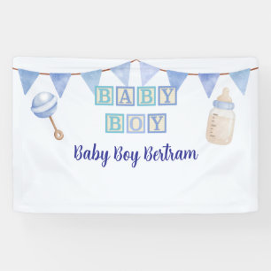 Baby-Blöcke, Blaue Wasserfarbe-Baby-Party Banner