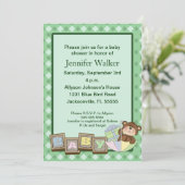 Baby blockiert Babyparty - Grün Einladung (Stehend Vorderseite)