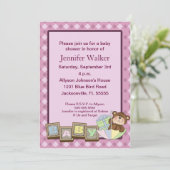 Baby blockiert Babyparty - Rosa Einladung (Stehend Vorderseite)