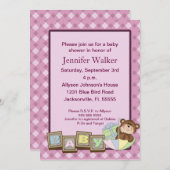 Baby blockiert Babyparty - Rosa Einladung (Vorne/Hinten)