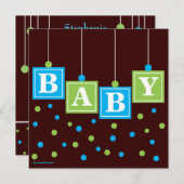 BABY blockiert Blue Green Boy Baby Dusche Einladung (Vorne/Hinten)