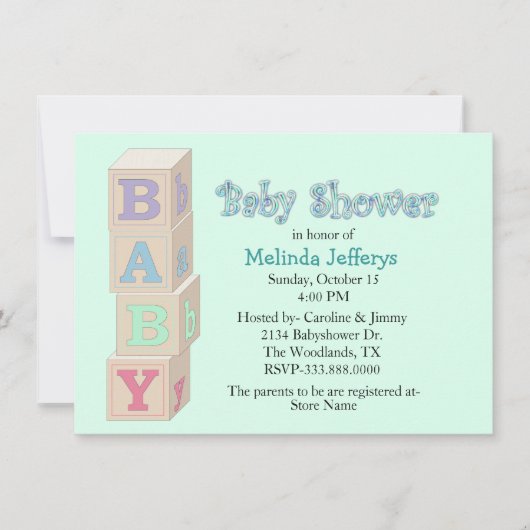 Baby blockiert kundenspezifische einladung (Vorderseite)