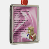 Baby blockiert Patenttochtergedicht Silbernes Ornament (Rechts)