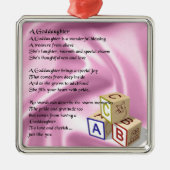 Baby blockiert Patenttochtergedicht Silbernes Ornament (Vorne)