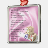 Baby blockiert Patenttochtergedicht Silbernes Ornament (Links)