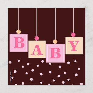 BABY blockiert rosa Mädchen-Babyparty Einladung