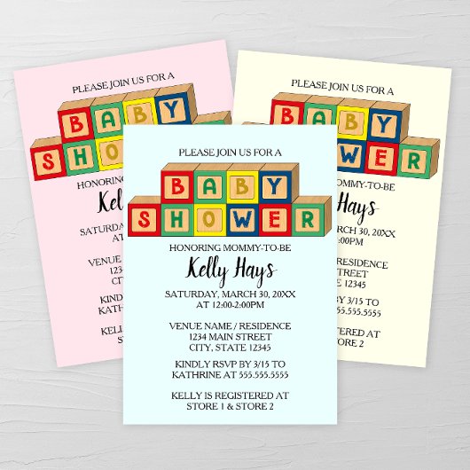 Baby Blocks Baby Dusche Einladung