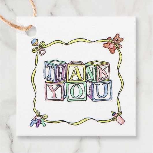 Baby Blocks Baby Dusche Vielen Dank Geschenkanhänger (Vorderseite)