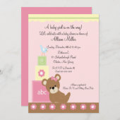 Baby Blocks Baby Girl Dusche Einladung (Vorne/Hinten)