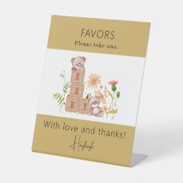 Baby Blocks, Bären und Wildblumen bevorzugen Sockelschild