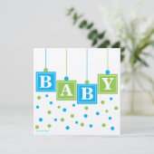 BABY Blocks Blue Green Boy Baby Shooter - CUSTOM v Einladung (Stehend Vorderseite)