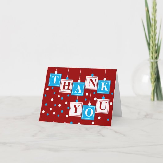 BABY Blocks Blue Red White Danke Karte (Vorderseite)