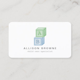 Baby Blocks Monogram Chilcare, Babysitter Card 3 Visitenkarte