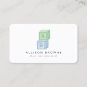 Baby Blocks Monogram Chilcare, Babysitter Card 3 Visitenkarte (Vorderseite)