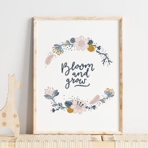 Baby Bloom and Grow Blue Poster | Wall Print