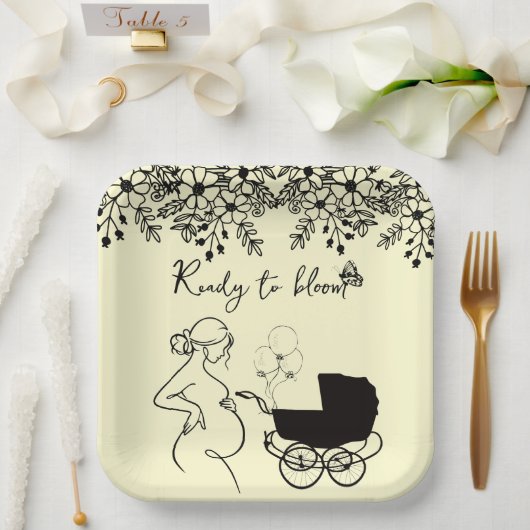 Baby Bloom Babyparty  Pappteller (Hochzeit)