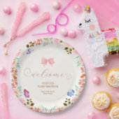 Baby Bloom Floral Butterfly Babydusche Begrüßung Pappteller (Party)