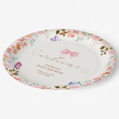 Baby Bloom Floral Butterfly Babydusche Begrüßung Pappteller (Schrägansicht)