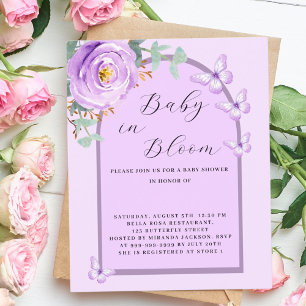 Baby Bloom lila Schmetterling Baby Dusche Einladun