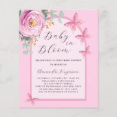 Baby Bloom rosa Schmetterling Baby Dusche Einladun (Vorderseite)