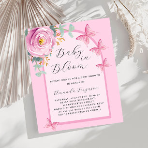 Baby Bloom rosa Schmetterling Baby Dusche Einladun
