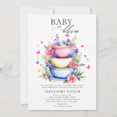 Baby Bloom Tee Party Wildblumen Kindermädchendusch Einladung (Vorderseite)