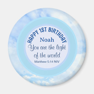 Baby Blue 1. Geburtstag Christliche Glaubensbibel Magnet