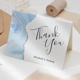 Baby Blue Agate Silver Wedding Vielen Dank Karte